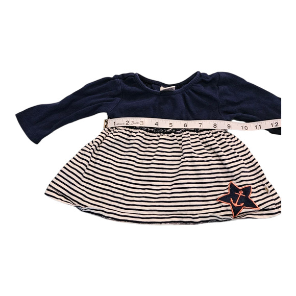 Cuddle Bear Collection Child Size 6M Blue and White Long Sleeve Striped Dress - Picture 6 of 8